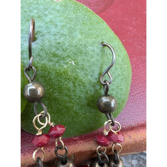 Vintage Bohemian Red Dangle Earrings - Picture 9 of 10